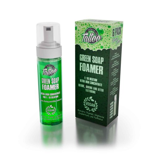BELIEVA Green Soap Foamer 40 ml als Fertigmischung – Flasche und Verpackung.