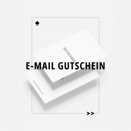 Digitaler PIKASS Tattoo-Gutschein per E-Mail mit Kartenmotiv und Schriftzug „E-Mail Gutschein“.